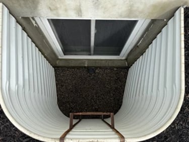 view into clean window well after cleaning