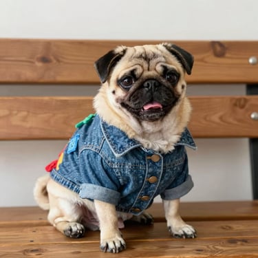 pug con chamarra de mezclilla