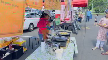 Aroha Dosas serving customers at Pukekohe Farmers Market