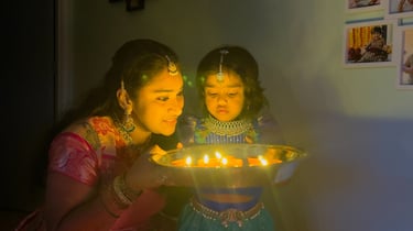 Diwali celebration with lights and festive decorations at Aroha Dosas