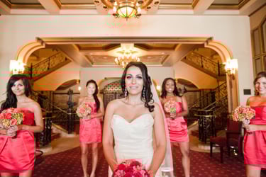 Bride and bridesmaids with makeup on Seattle