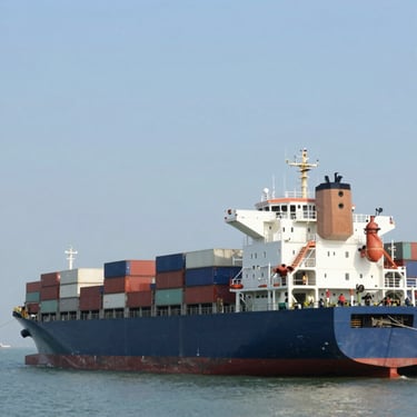 A modern cargo ship docked at a major Thai port under a clear sky, symbolizing efficient global logistics and reliable export solutions.