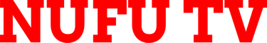 NUFU TV logo featuring bold red serif typography on a transparent background for streaming media branding.