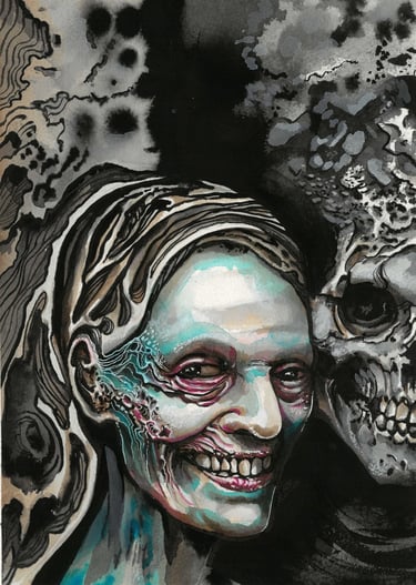Exchanged the Truth for a Lie- Acrylic ink on 300lb cold press Arches Paper