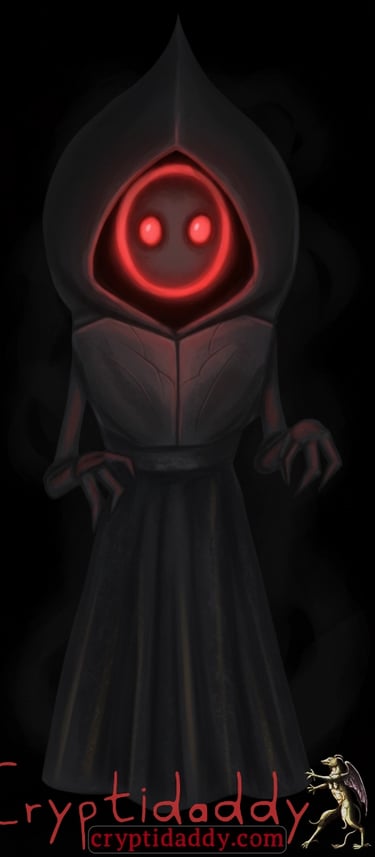 Dark cryptid artwork of Flatwoods Monster, a legendary monster of folklore and paranormal cryptid