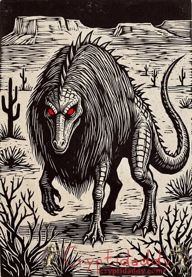 Dark cryptid artwork of the Chupacabra, a legendary monster from folklore and paranormal cryptid