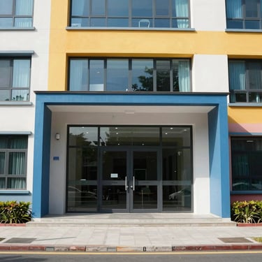 a balcony with a door and a balcony railing