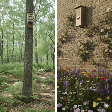 an AI image of a bat box on a wall and a Tree