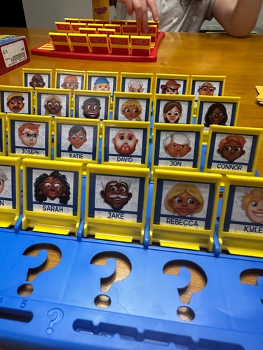 "Playing Guess Who during paint dry time, DIY bathroom makeover with kids"