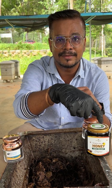 Ancient Gift Farm Founder with kelulut hive