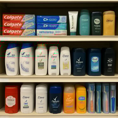 A clean and modern supermarket aisle with organized shelves.