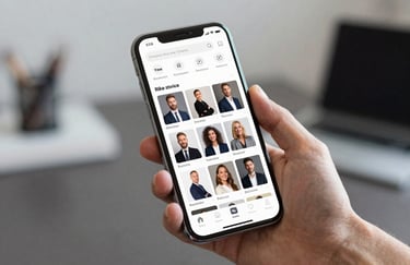 A close up of a professional hand holding a high-end smartphone displaying a curated social media feed with silver and black UI accents.