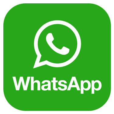 Official green WhatsApp logo with white telephone handset icon and text on a rounded square background.