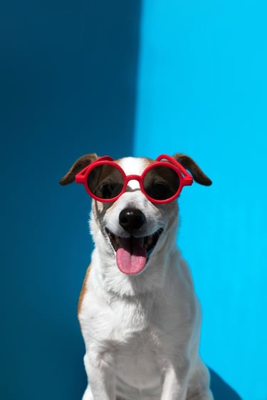 diseño original de ropa para perros alegres con lentes de sol