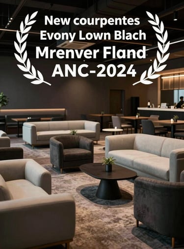 A spacious main hall of the club with modern furniture in pale mist and deep charcoal tones, prepared for a corporate event.