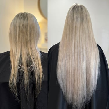 Mesh integration system for thinning hair on Black woman mobile hair specialist Essex & Dagenham