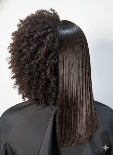 Silk press on natural afro hair Black woman mobile hair specialist Essex & Dagenham