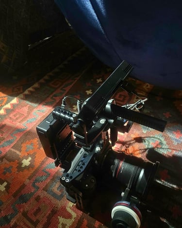 Cinema camera setup with creative lighting used by filmmaker Daniel da Trindade.