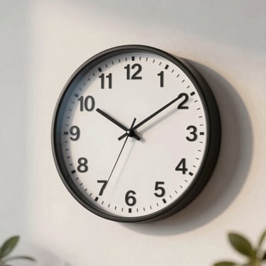 A sleek modern wall clock in a US office, symbolizing efficiency and time saved during the recruitment process.