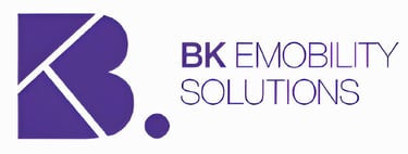 BK Emobility Solutions logo featuring a stylized purple 'B' icon and the company name, emphasizing electric mobility