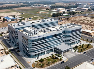 Aerial view of a state-of-the-art medical facility recently completed through 2NoLimit's Global / Western & GCC Business healthcare management.