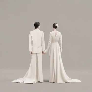 Ilustração de casal representando temas de casamento, união estável e divórcio.