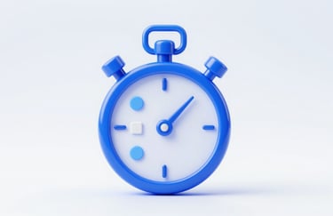 A sleek, stylized icon of a stopwatch and a checklist, symbolizing efficiency and compliance, in a 3D glass style using #A1B2BC and #EDF2F7.