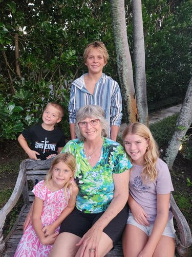 Teresa Wood-Hansen with her grandchildren