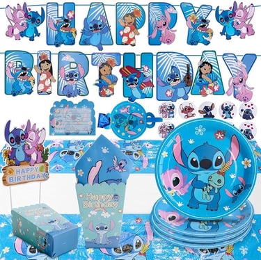 Stitch and Angel Birthday Party Decoration Set