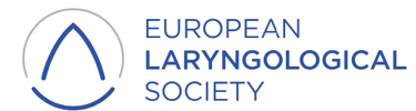 Official logo of the European Laryngological Society featuring blue text and a stylized vocal fold icon.
