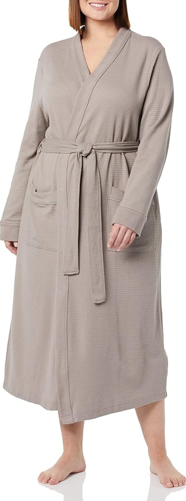 a woman in a rober and a rober