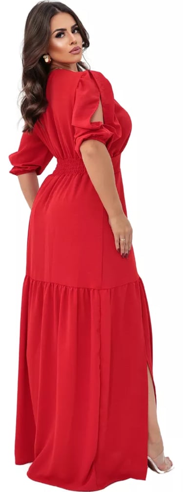 detalhe de Vestido Longo Princesa com Fenda