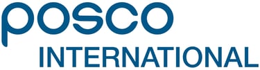 Blue POSCO International corporate logo for a global steel and trading company.
