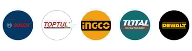 a group of tools brands different logos on a white background