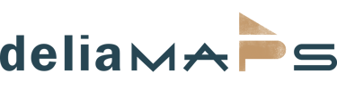 deliaMAPS logo — handmade cartography studio