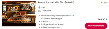 MyDays Romantikurlaub Köln Deal