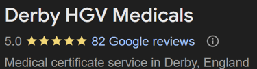 Derby HGV Medicals Google Reviews