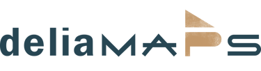 deliaMAPS logo — handmade cartography studio
