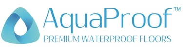 a logo for a waterproof flooring company, AquaProof