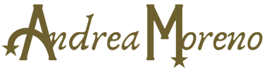 Logotipo dorado de Andrea Moreno sin fondo