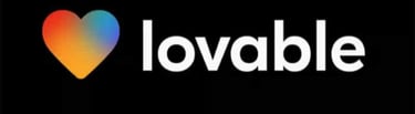 a heart shaped love heart on a black background with Lovable text on it