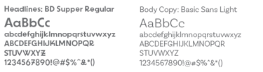 Brand typography including letters, numbers, and special characters in uppercase and lowercase.