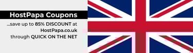 HostPapa UK Promotional Text and British Flag