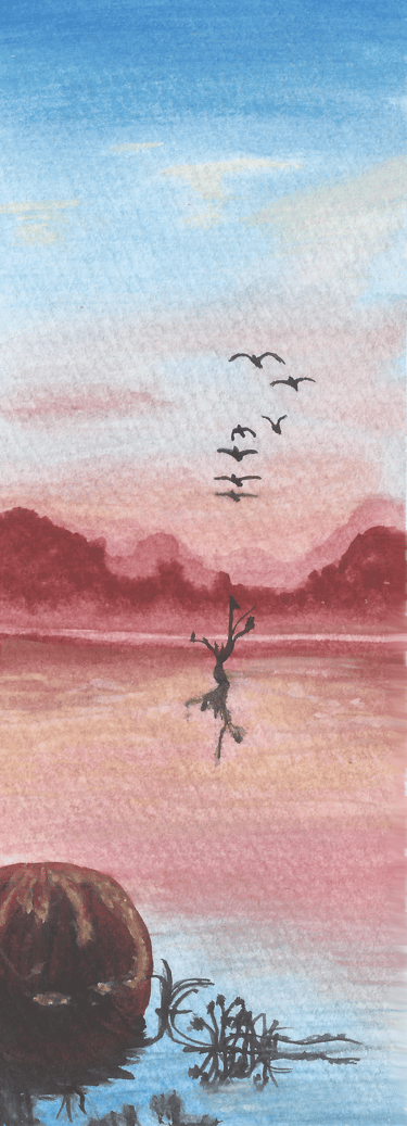a painting of a person on a boat