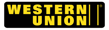 a western union logo on a black background