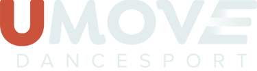A stylized letter 'U' with 'Move Dancesport' written inside, symbolizing motion and dance