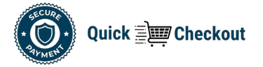 Secure payment badge and quick checkout icon for safe e-commerce shopping transactions.