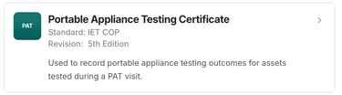 PAT testing certificate preview
