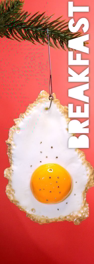 a fried egg christmas ornament