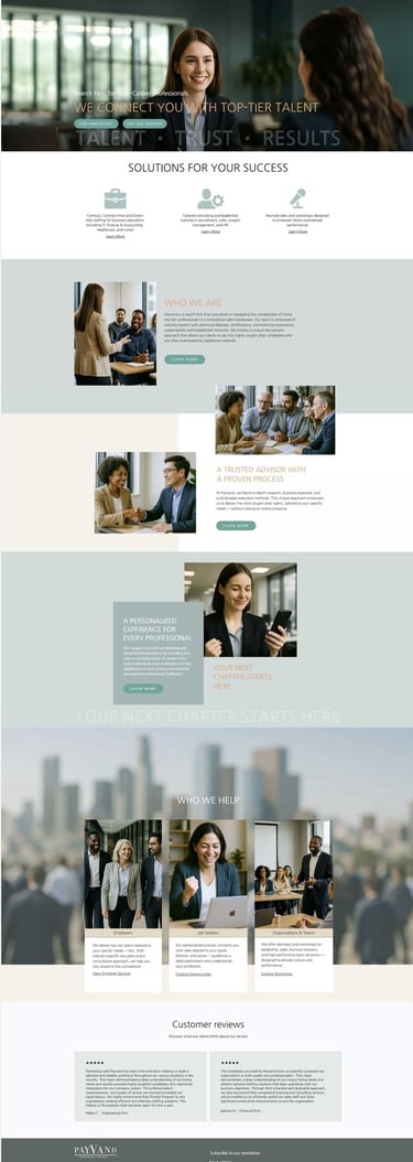 Payvand Consulting recruiting website homepage preview